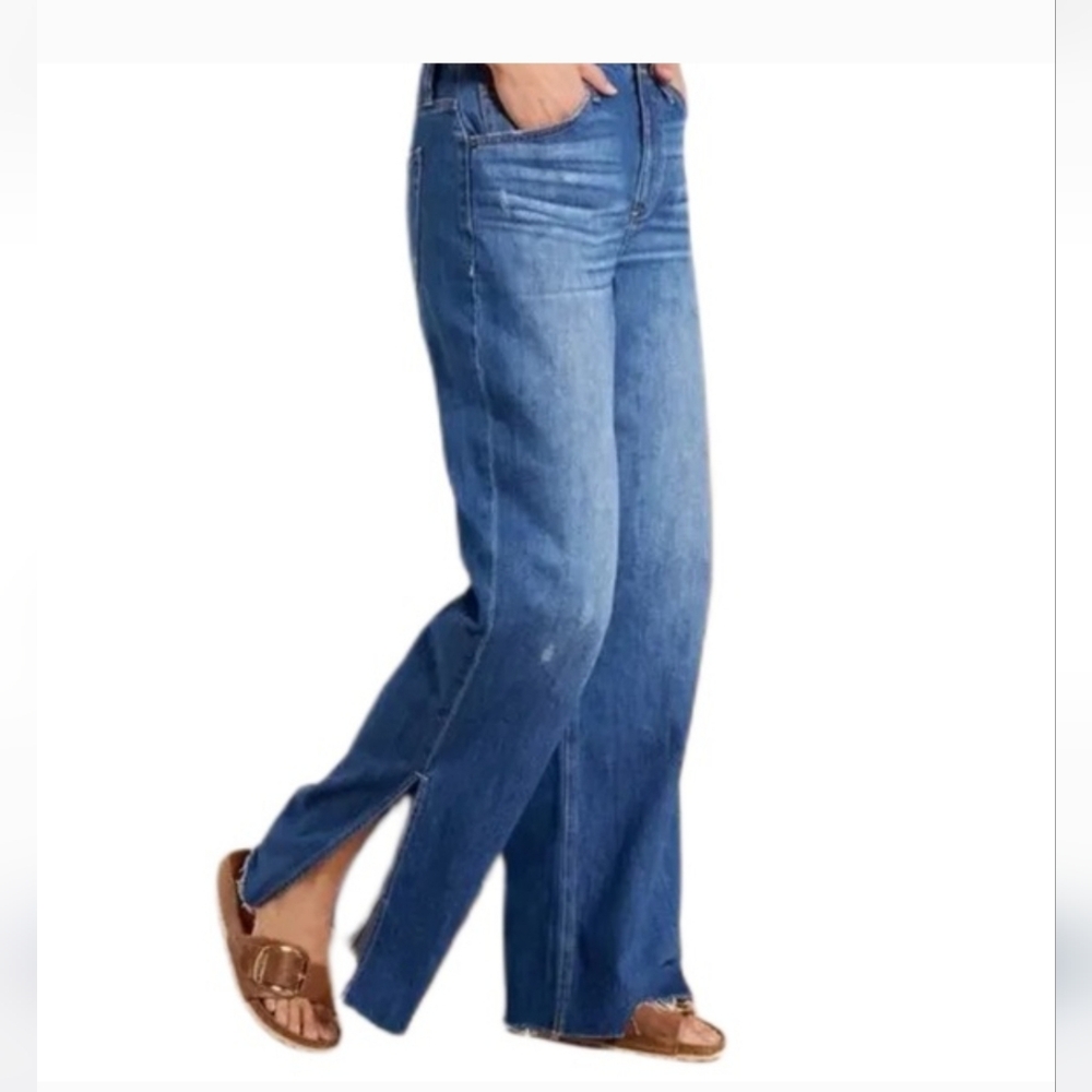 Evereve Wide Split Leg Jeans